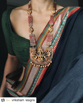 4 Layer Long Laxmi Haaram with Red Stones-G742